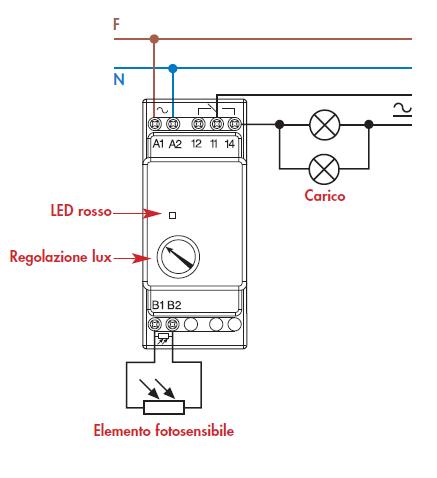 Schema di Collegamento Relè Crepuscolare Modulare - Progettazione Impianti  Elettrici